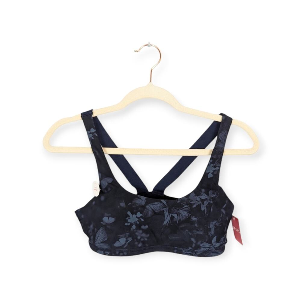 NWT Spanx Navy Midnight Garden Printed Low Impact Sports Bra